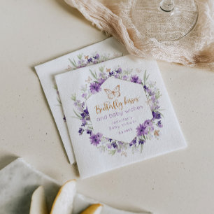 Wildflower paarse vlinder kussen baby shower servet