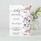 Wildflower Paarse weide Waterverf Baby shower Kaart (Staand voorkant)