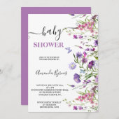 Wildflower Paarse weide Waterverf Baby shower Kaart (Voorkant / Achterkant)