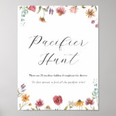 Wildflower Pacifier Hunt Baby shower Game Sign Poster (Voorkant)