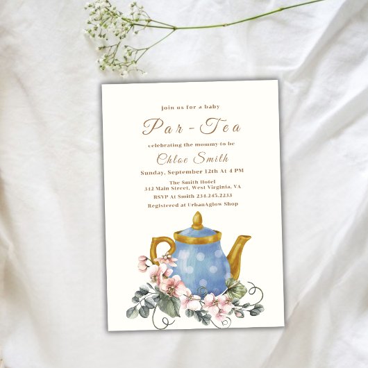 Wildflower Par-Tea Mama-to-Be Baby shower Kaart