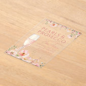 Wildflower Parels & Prosecco Blush Vrijgezellenfee Acryl Uitnodigingen (Laagn)