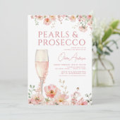 Wildflower Parels & Prosecco Blush Vrijgezellenfee Kaart (Staand voorkant)