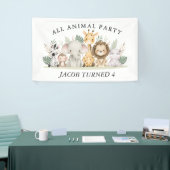 Wildflower Party Animal Safari Verjaardag Spandoek (Beurs)