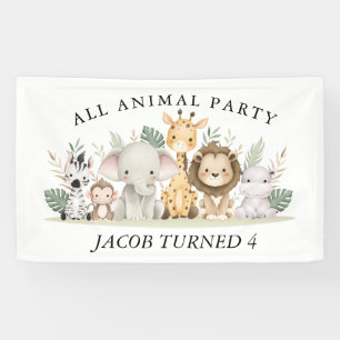 Wildflower Party Animal Safari Verjaardag Spandoek
