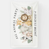 Wildflower Party Animal Safari Verjaardag Spandoek (Verticaal)