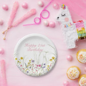 Wildflower Party Bord- 21ste Verjaardag Papieren Bordje (Feest)
