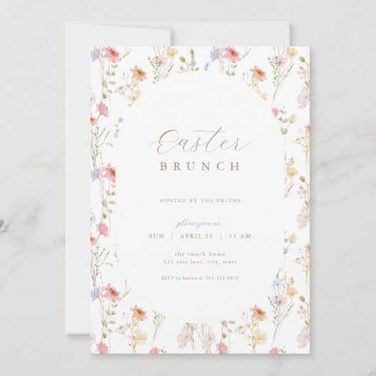 Wildflower Pasen Brunch & Egg Hunt uitnodiging (Voorkant)