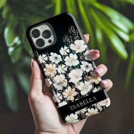 Wildflower Patroon op zwart Gepersonaliseerd iPhone 15 Pro Max Hoesje