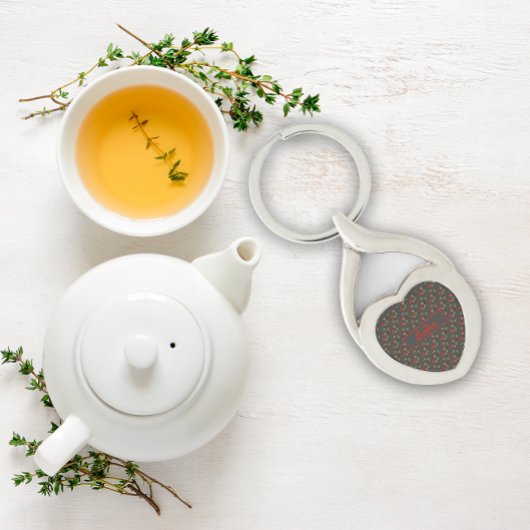 Wildflower patroonnaam grijs Metalen Sleutelhanger