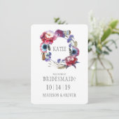 Wildflower Peony Bloemen met Veren | bruidsmeisje Kaart (Staand voorkant)