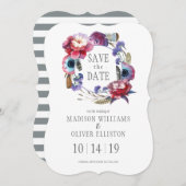 Wildflower Peony Floral Feathers | Datum opslaan Save The Date (Voorkant / Achterkant)