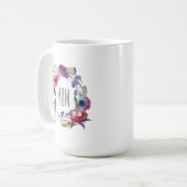 Wildflower Peony Floral met Feathers Moederdag Koffiemok (Voorkant links)