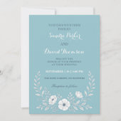Wildflower Periwinkle Blue Elegante Boho bruiloft Kaart (Voorkant)