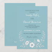 Wildflower Periwinkle Blue Elegante Boho bruiloft Kaart (Voorkant / Achterkant)