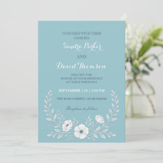 Wildflower Periwinkle Blue Elegante Boho bruiloft Kaart