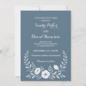Wildflower Periwinkle Blue Elegante Boho bruiloft Kaart (Voorkant)