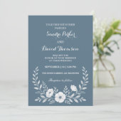 Wildflower Periwinkle Blue Elegante Boho bruiloft Kaart (Staand voorkant)