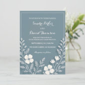 Wildflower Periwinkle Elegante Boho bruiloft Kaart (Staand voorkant)