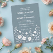 Wildflower Periwinkle Elegante Boho bruiloft Kaart