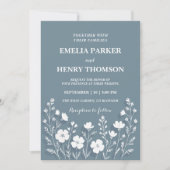 Wildflower Periwinkle Elegante Boho bruiloft Kaart (Voorkant)
