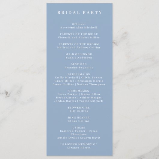 Wildflower Periwinkle huwelijksceremonie Programmakaart (Achterkant)