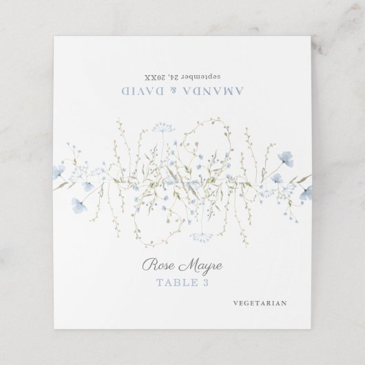 Wildflower Periwinkle Menu Option Tabelnummer (Buitenkant ongevouwen)