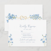 Wildflower Periwinkle Wedding RSVP-kaart RSVP Kaartje (Voorkant / Achterkant)