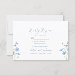 Wildflower Periwinkle Wedding RSVP-kaart RSVP Kaartje