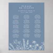 Wildflower Periwinkle Wedding Seating Sign Poster (Voorkant)