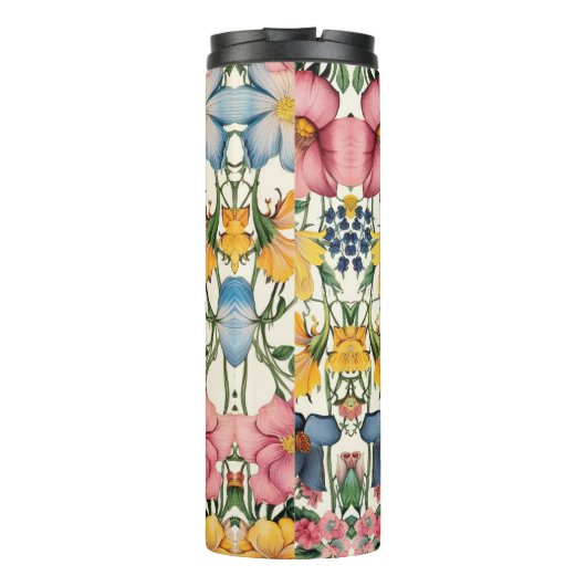  Wildflower, personaliseer de zwarte scriptnaam Thermosbeker (Achterkant)