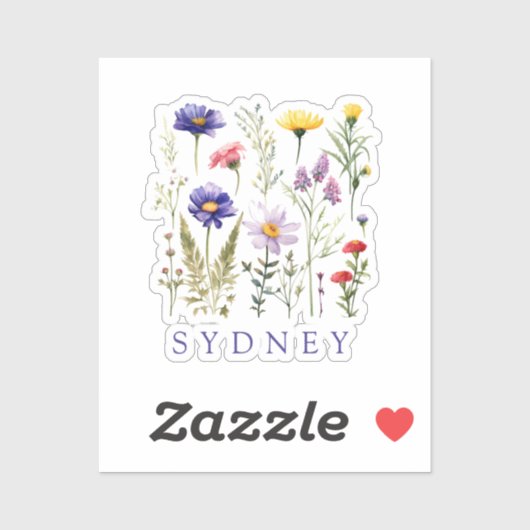  Wildflower Personalized Name Sticker (Vel)