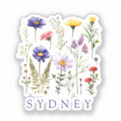  Wildflower Personalized Name Sticker (Voorkant)