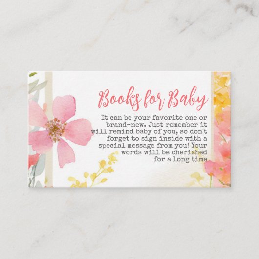 Wildflower perzik bloemboek voor Baby shower spel Informatiekaartje (Voorkant)