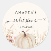 Wildflower perzik herfst beige pompoen vrijgezelle ronde sticker (Voorkant)