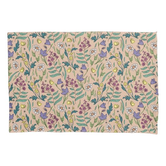 Wildflower Perzik Sinaasappel Kleur Kussen Hoesje Kussensloop (Voorkant-Links)