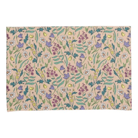 Wildflower Perzik Sinaasappel Kleur Kussen Hoesje Kussensloop (Voorkant-Rechts)