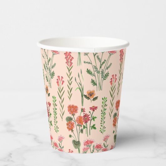 Wildflower perzik Vrijgezellenfeest Papieren Bekers (Rechts)