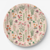 Wildflower perzik Vrijgezellenfeest Papieren Bordje (Voorkant)