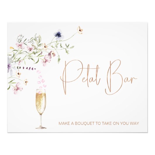 Wildflower Petals Bar Vrijgezellenfeest Sign Foto Afdruk (Voorkant)