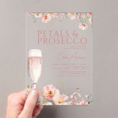 Wildflower Petals & Prosecco Blush Vrijgezellenfee Acryl Uitnodigingen (Insitu (Draagbaar))