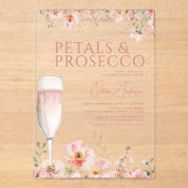 Wildflower Petals & Prosecco Blush Vrijgezellenfee Acryl Uitnodigingen (Voorkant)