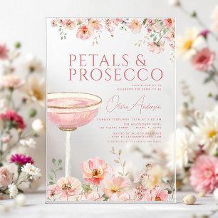 Wildflower Petals & Prosecco Blush Vrijgezellenfee Acryl Uitnodigingen