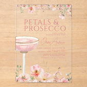 Wildflower Petals & Prosecco Blush Vrijgezellenfee Acryl Uitnodigingen (Voorkant)
