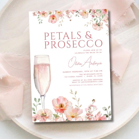 Wildflower Petals & Prosecco Blush Vrijgezellenfee Kaart