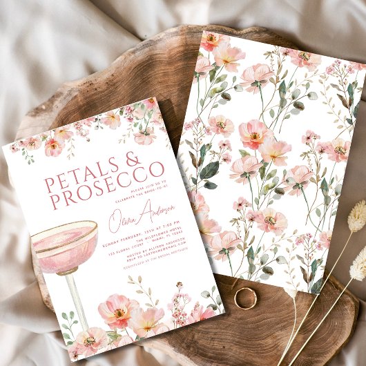 Wildflower Petals & Prosecco Blush Vrijgezellenfee Kaart