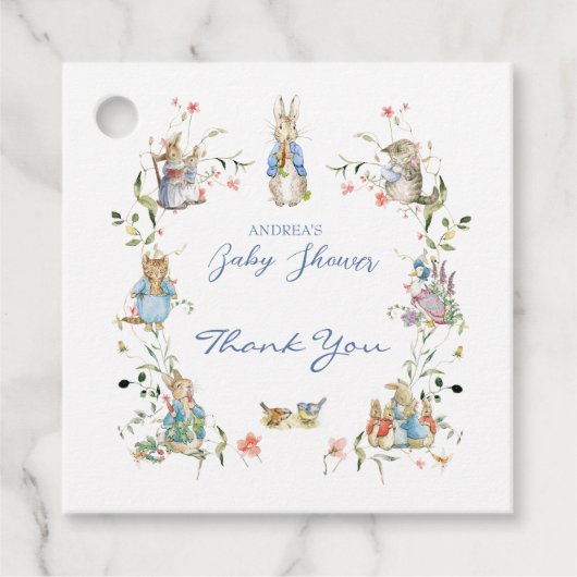 Wildflower Peter de Konijn Baby shower Bedankjes Labels (Voorkant)