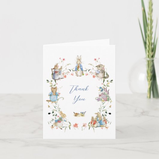 Wildflower Peter de Konijn Baby shower Bedankkaart (Voorkant)