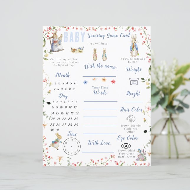 Wildflower Peter de Konijn Baby shower Spel (Staand voorkant)