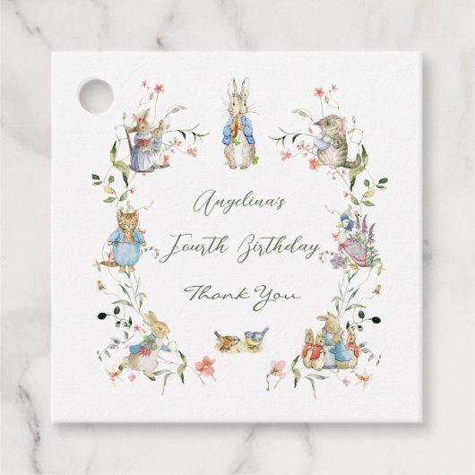 Wildflower Peter het Konijn Verjaardag Bedankjes Labels (Voorkant)